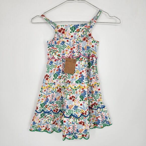Mini Boden Other - Mini Boden Girls 2-3Y Floral White Scallop Tiered Sundress NWT
